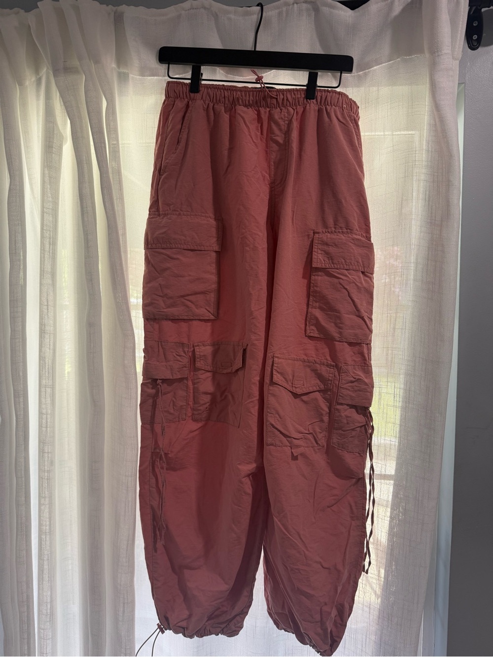 Dusty Rose Cargo Parachute Pants Medium